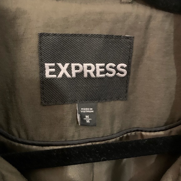 EXPRESS forest green trenchcoat with gold buttons - Picture 4 of 5